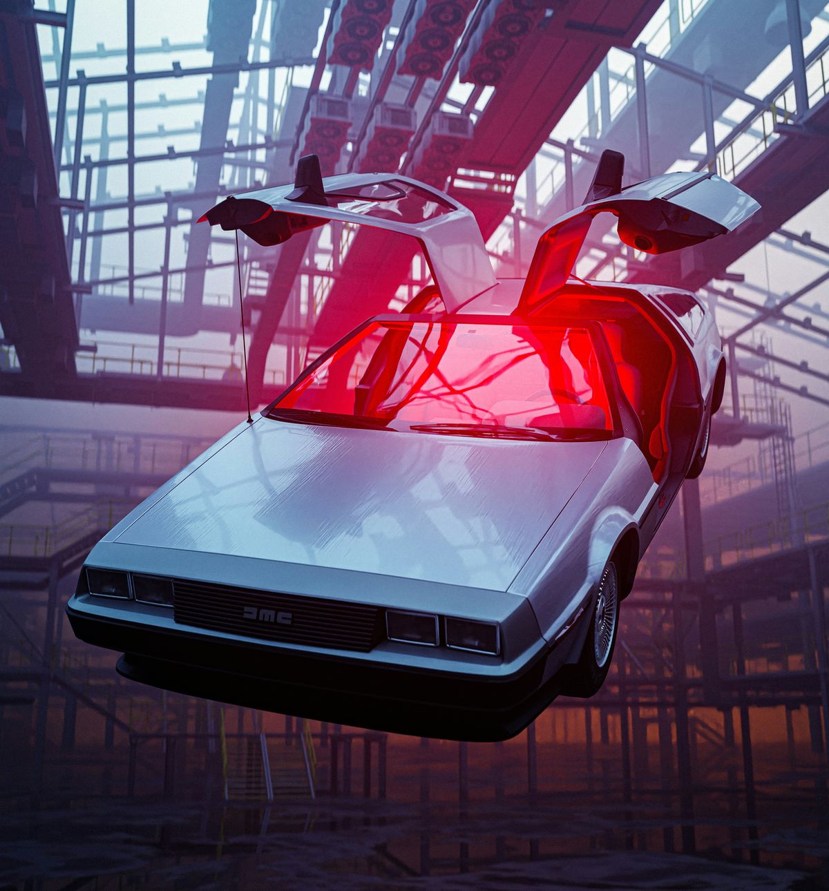 Foto: Marty McFly landet den DeLorean in Hamburg.